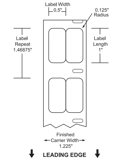 0.5" x 1" Premium Direct Thermal Paper Label; No Perf; 1" Core; " OD; 10 Rolls/carton (1,000 Labels/roll)