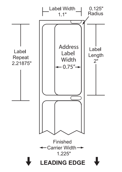 0.75" x 2" Premium Direct Thermal Paper Label; No Perf; 1" Core; " OD; 10 Rolls/carton (500 Labels/roll)