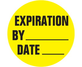 1 1/2" Circles Preprinted EXPIRATION, BY, DATE (8,000 Labels)