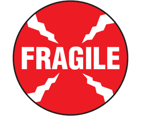 1 1/2" Circles Preprinted FRAGILE (8,000 Labels)