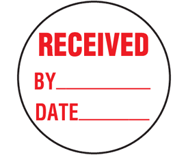1 1/2" Circles Preprinted RECEIVED, BY, DATE (8,000 Labels)