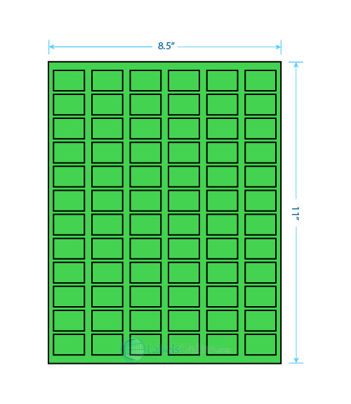 1.25" x .75" - 72 up - Fluorescent Green