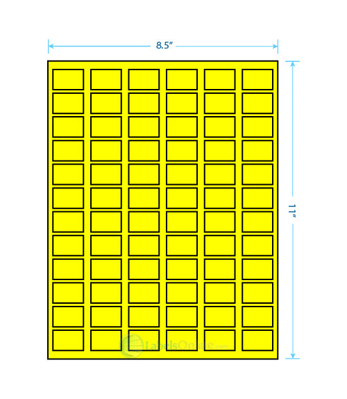 1.25" x .75" - 72 up - Fluorescent Yellow
