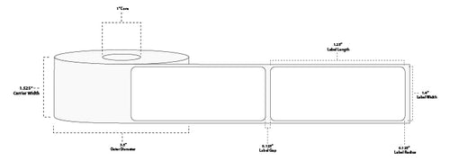 1.4" x 3.5" Premium Direct Thermal Paper Label; No Perf; 1" Core; 3.5" OD; 12 Rolls/carton (260 Labels/roll)