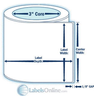 1.5" x 0.75" Premium Thermal Transfer Paper Label; Perforated; 3" Core; 8" OD; 8 Rolls/carton (7,500 Labels/roll)