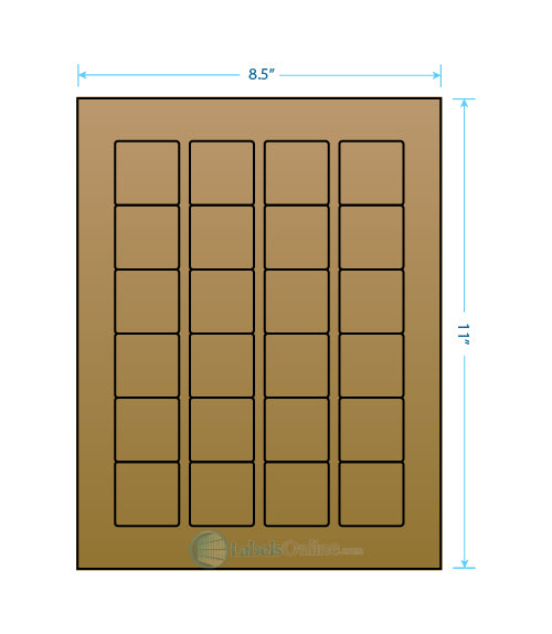 1.5" x 1.5" - 24 up - Brown Kraft