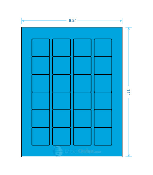 1.5" x 1.5" - 24 up - Fluorescent Blue