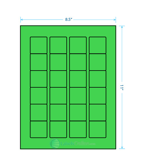 1.5" x 1.5" - 24 up - Fluorescent Green