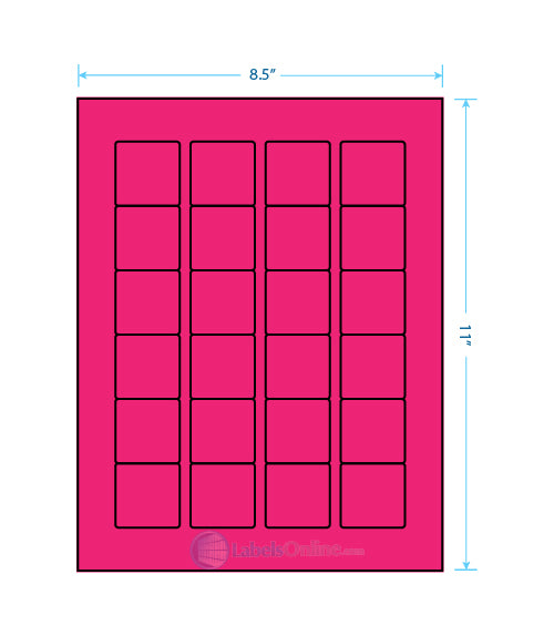 1.5" x 1.5" - 24 up - Fluorescent Pink