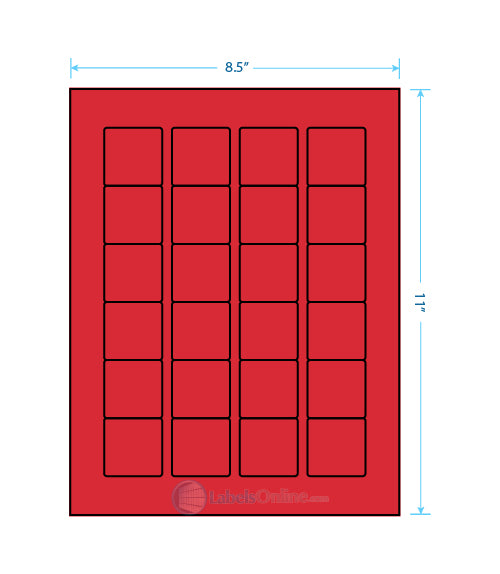 1.5" x 1.5" - 24 up - Fluorescent Red