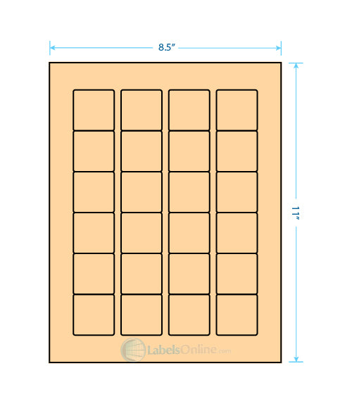 1.5" x 1.5" - 24 up - Pastel Orange