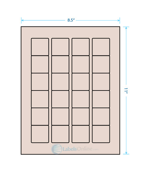 1.5" x 1.5" - 24 up - Pastel Tan