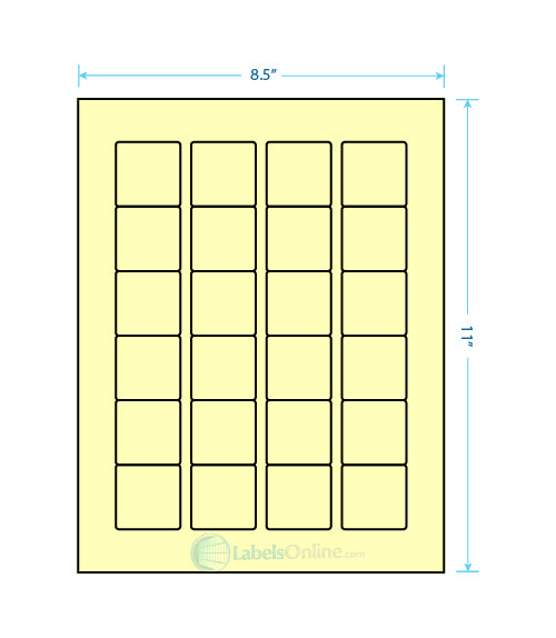 1.5" x 1.5" - 24 up - Pastel Yellow