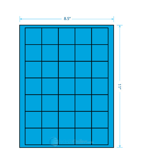 1.5" x 1.5" - 35 up - Fluorescent Blue