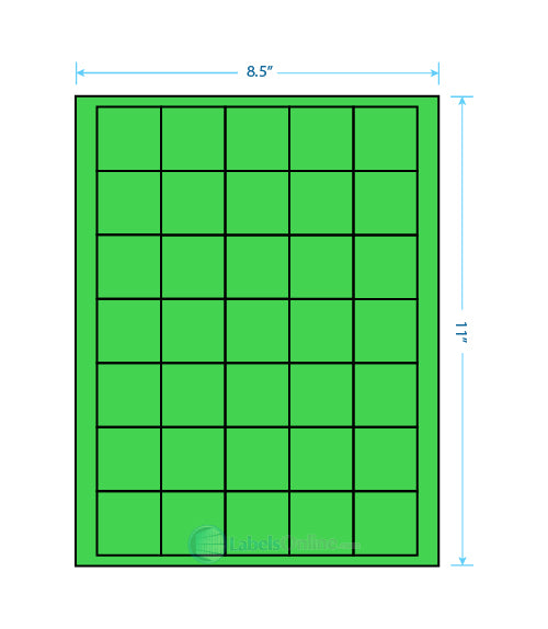 1.5" x 1.5" - 35 up - Fluorescent Green
