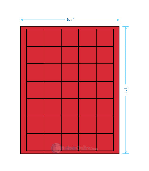 1.5" x 1.5" - 35 up - Fluorescent Red