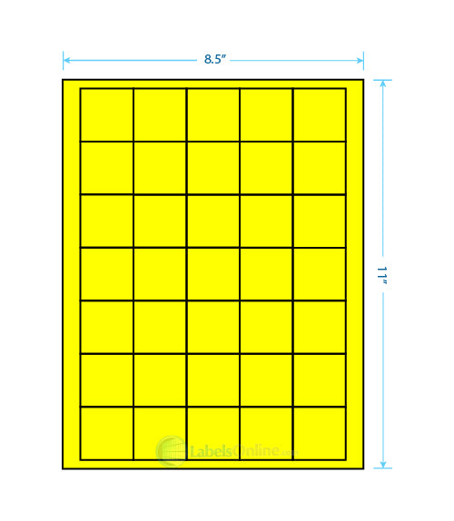 1.5" x 1.5" - 35 up - Fluorescent Yellow
