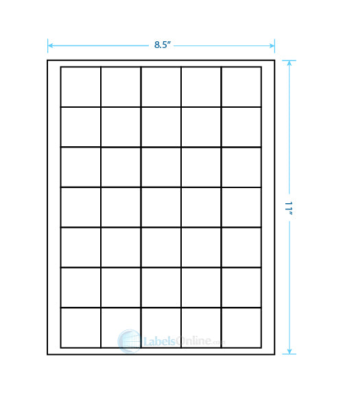 1.5" x 1.5" - 35 up - Matte Litho