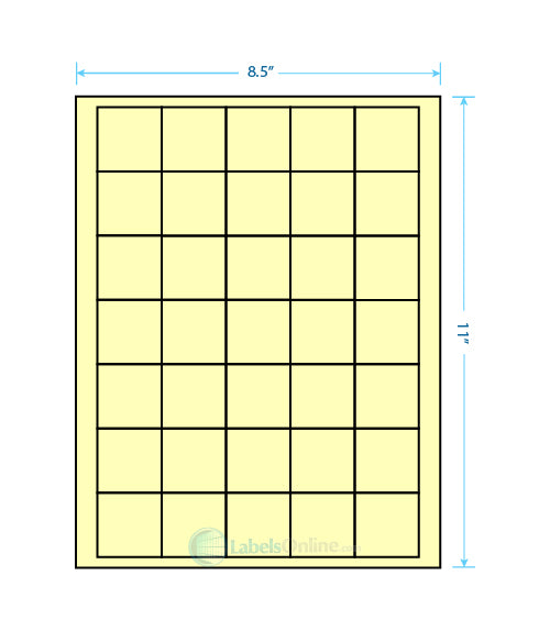 1.5" x 1.5" - 35 up - Pastel Yellow