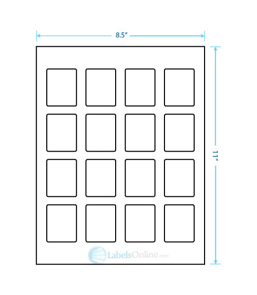 1.5" x 1.875" - 16 up - Aggressive Adhesive (Laser / Inkjet)