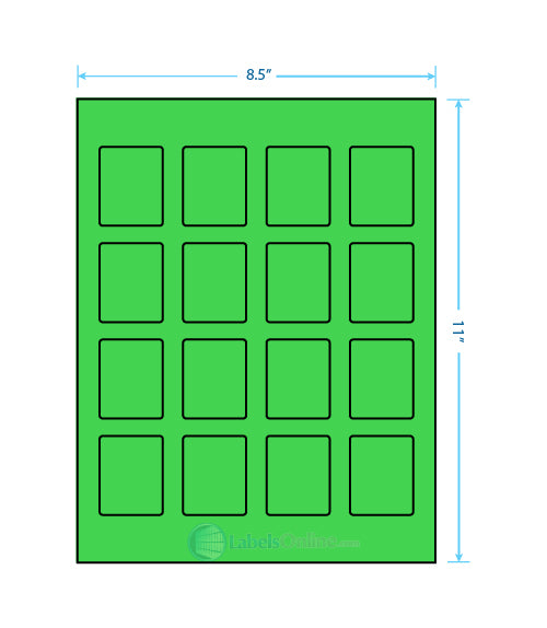 1.5" x 1.875" - 16 up - Fluorescent Green (Laser)