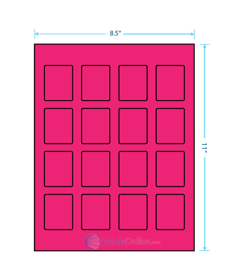 1.5" x 1.875" - 16 up - Fluorescent Pink (Laser)
