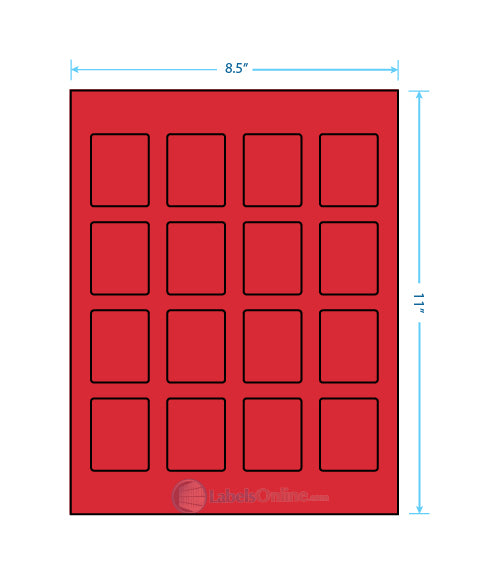 1.5" x 1.875" - 16 up - Fluorescent Red (Laser)