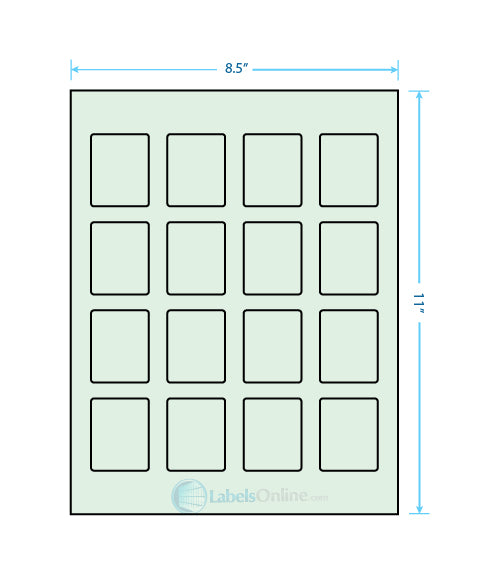 1.5" x 1.875" - 16 up - Pastel Green (Laser)