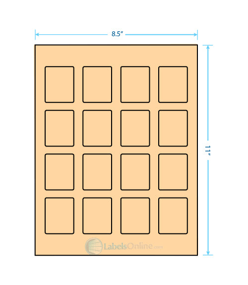 1.5" x 1.875" - 16 up - Pastel Orange (Laser)