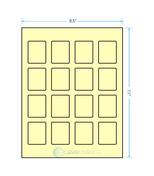 1.5" x 1.875" - 16 up - Pastel Yellow (Laser)