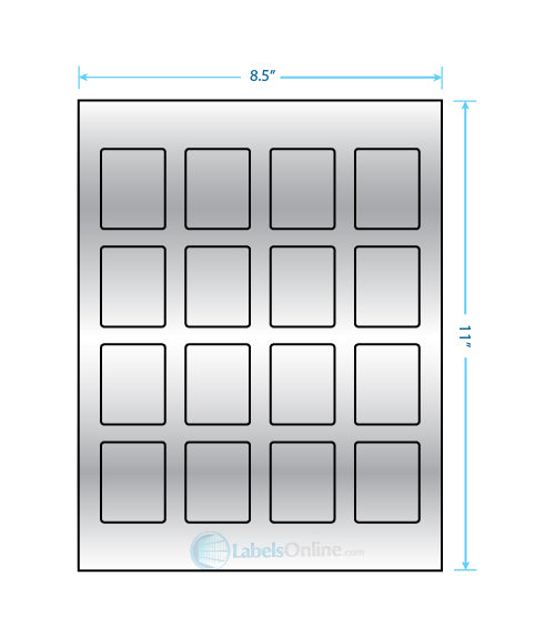 1.5" x 1.875" - 16 up - Silver Foil (Laser)