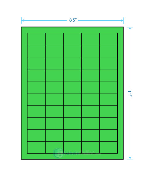 1.5" x 1" Barcode Labels - 50 up - Fluorescent Green