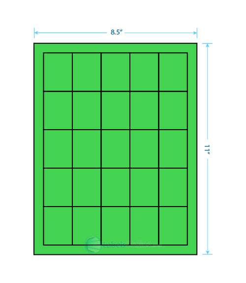 1.5" x 2" - 25 up - Fluorescent Green