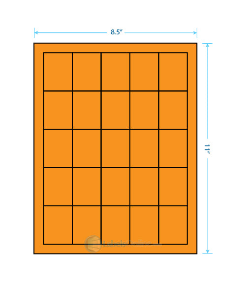 1.5" x 2" - 25 up - Fluorescent Orange
