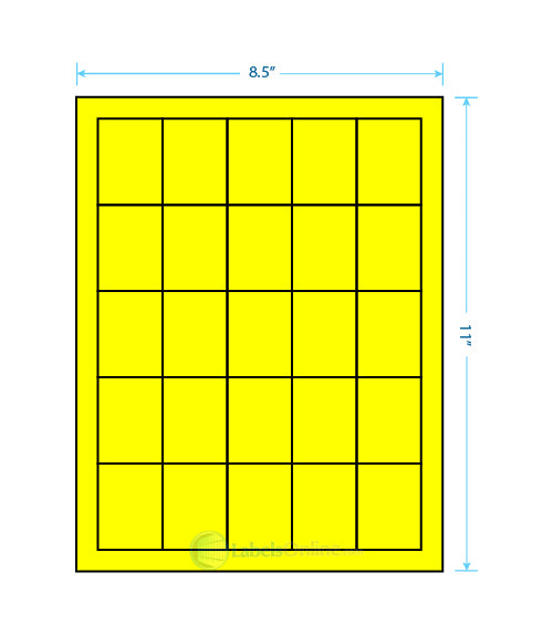 1.5" x 2" - 25 up - Fluorescent Yellow