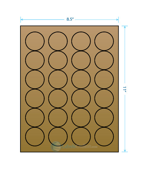 1.625" Circle - 24 up - Brown Kraft