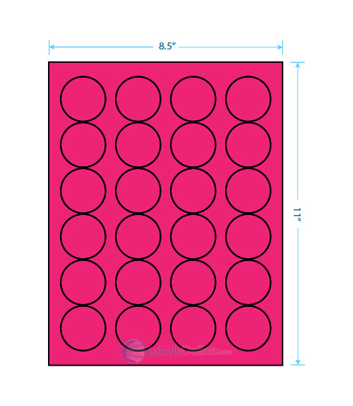 1.625" Circle - 24 up - Fluorescent Pink