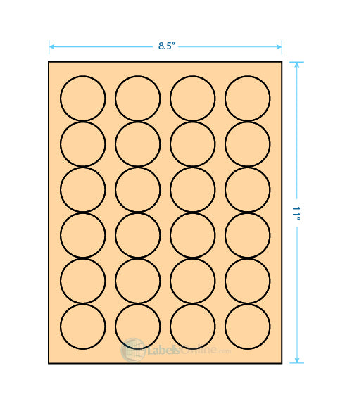 1.625" Circle - 24 up - Pastel Orange