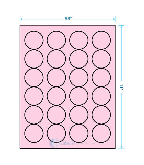 1.625" Circle - 24 up - Pastel Pink