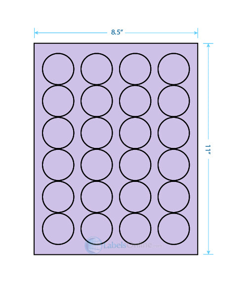 1.625" Circle - 24 up - Pastel Purple