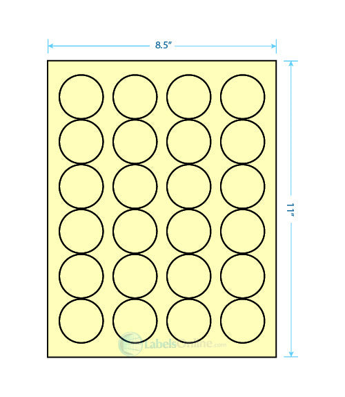 1.625" Circle - 24 up - Pastel Yellow