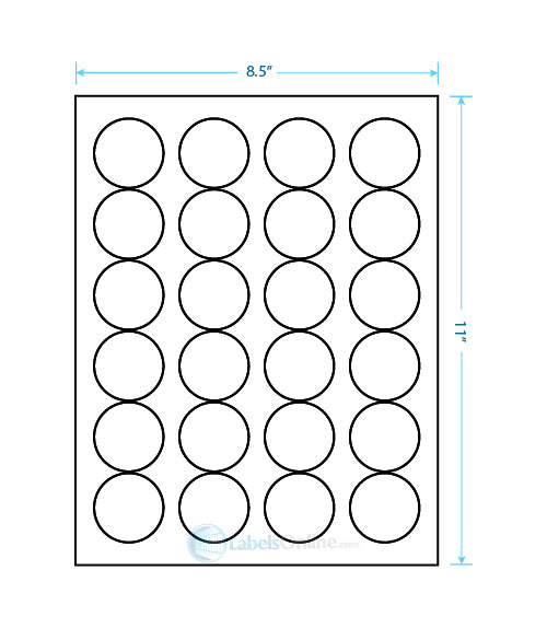 1.625" Circle - 24 up - White Polyester