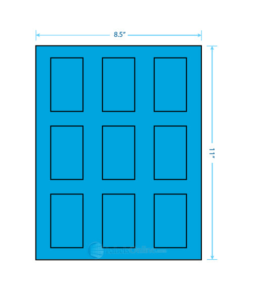 1.6562" x 2.75" - 9 up - Fluorescent Blue (Laser)