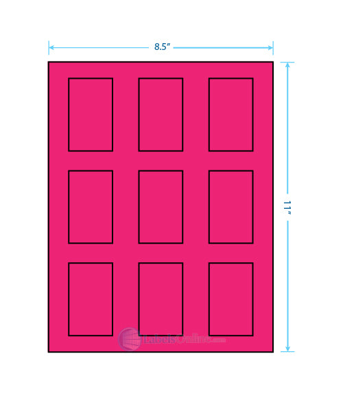 1.6562" x 2.75" - 9 up - Fluorescent Pink (Laser)