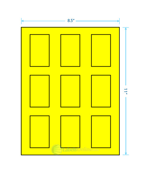 1.6562" x 2.75" - 9 up - Fluorescent Yellow (Laser)