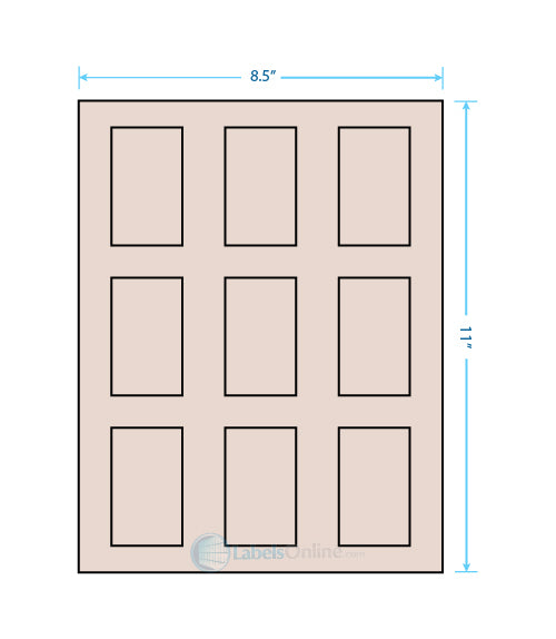 1.6562" x 2.75" - 9 up - Pastel Tan (Laser)