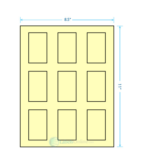 1.6562" x 2.75" - 9 up - Pastel Yellow (Laser)