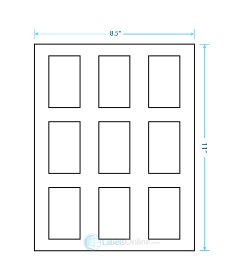 1.6562" x 2.75" - 9 up - Removable (Laser / Inkjet)