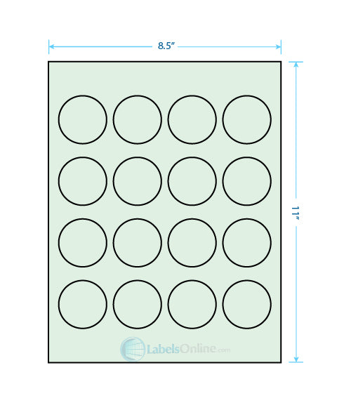 1.75" Circle - 16 up - Pastel Green