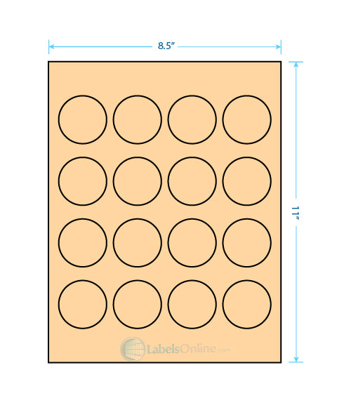 1.75" Circle - 16 up - Pastel Orange